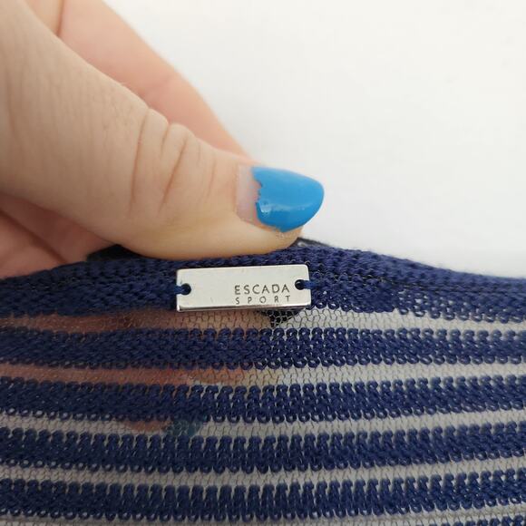 Escada Sport Jonathan Saunders Sheer Striped Pullover Sweater M Designer Grunge - Picture 6 of 8